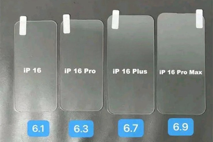 Các kích thước màn hình trên iPhone 16 series được chia sẻ bởi Majin Bu.