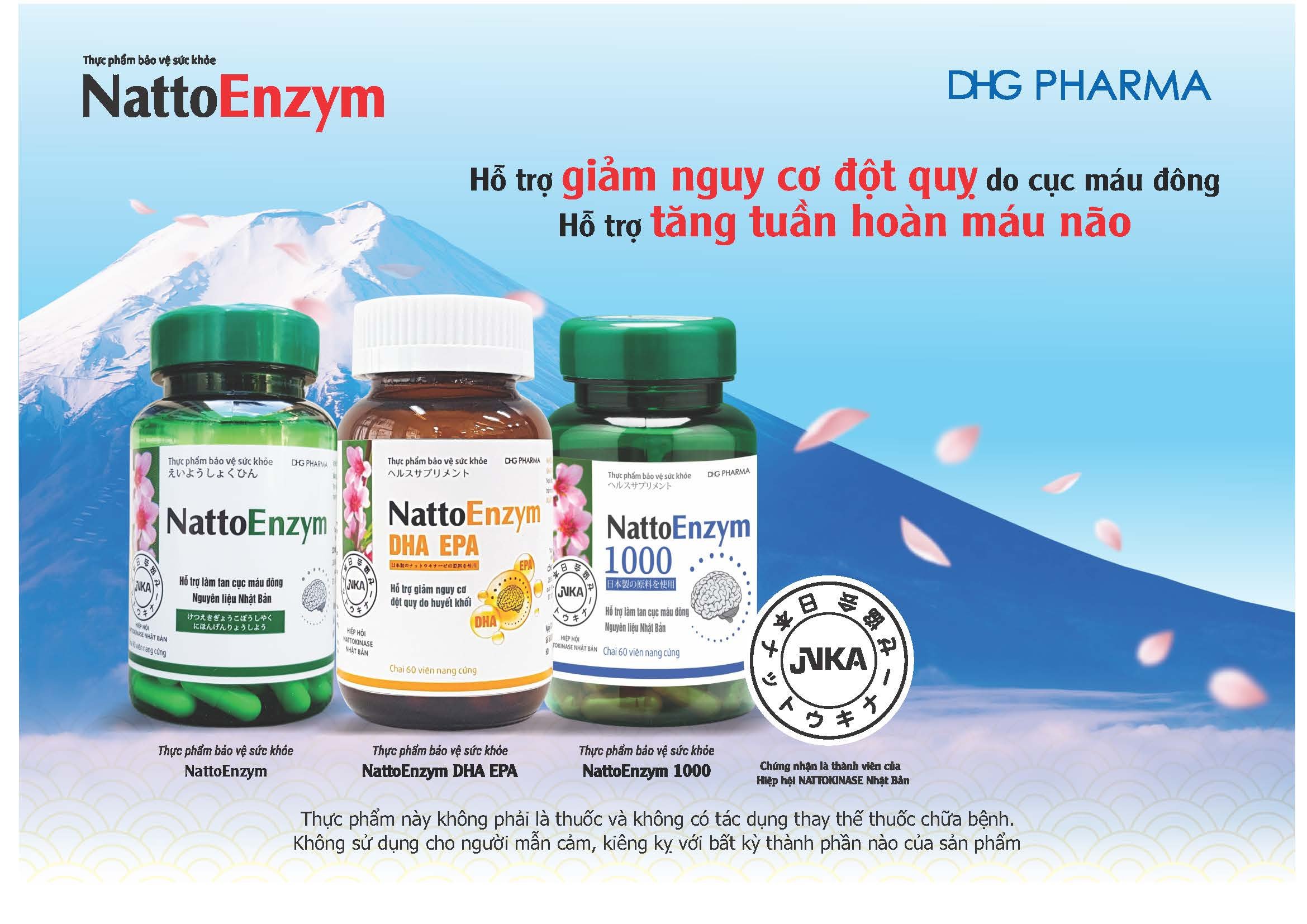 NattoEnzym, NattoEnzym 1000 và NattoEnzym DHA EPA – Hỗ trợ giảm nguy cơ đột quỵ do cục máu đông.