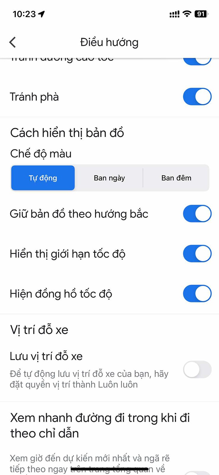 Trang thiết lập kích hoạt tính năng mới trên Google Maps cho iOS.