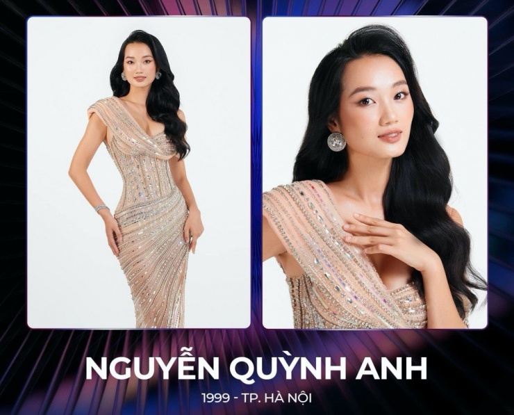 Nguyễn Quỳnh Anh sinh năm 1999 đến từ Hà Nội. Người đẹp cao 1m73, số đo hình thể 82-63-93cm. Quỳnh Anh là Á quân The Face Vietnam 2018, Top 10 Face of Asia 2019 và là Quán quân Supermodel Me (Tôi là Siêu mẫu châu Á) 2021. Khả năng biến hóa trước ống kính của Quỳnh Anh là không có gì phải bàn cãi. Tuy nhiên, có không ít fan sắc đẹp cho rằng Quỳnh Anh có gương mặt chuẩn mẫu, không hợp với thần thái của một Hoa hậu.