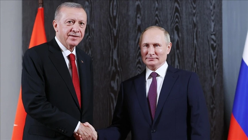 Tổng thống Thổ Nhĩ Kỳ Recep Tayyip Erdogan (trái) và Tổng thống Nga Vladimir Putin. Ảnh: AA