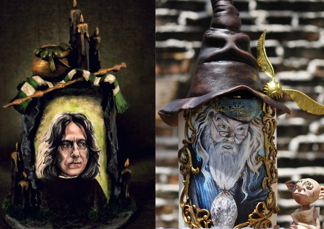 Tác phẩm bánh nghệ thuật tạo hình thầy Snape và hiệu trưởng Albus Dumbledore trong phim Harry Potter.