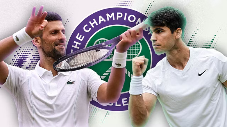 Djokovic (bên trái) và Alcaraz (bên phải) lần thứ 2 liên tiếp đối đầu ở chung kết Wimbledon