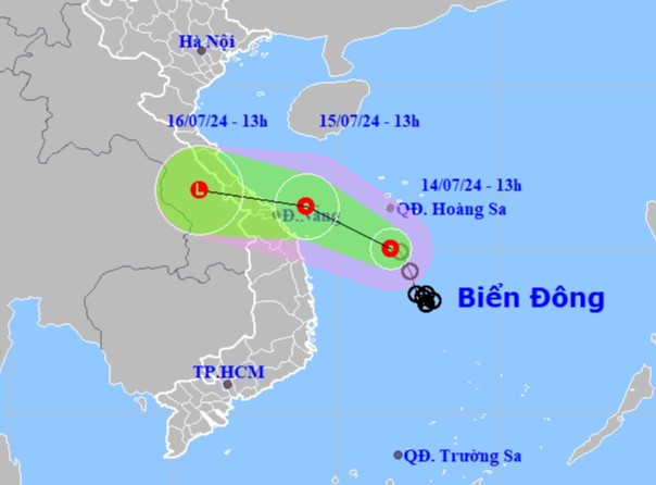 Vị trí và dự báo hướng di chuyển của áp thấp nhiệt đới