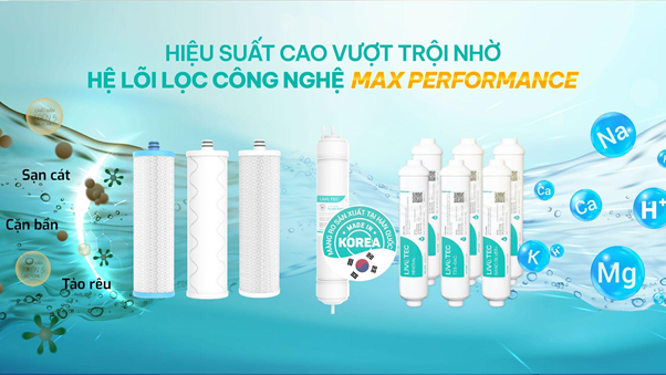 Duy nhất máy lọc nước Livotec có hệ lõi lọc công nghệ Max Performance - gấp 1,5 lần hiệu suất, gấp 1,5 lần tuổi thọ