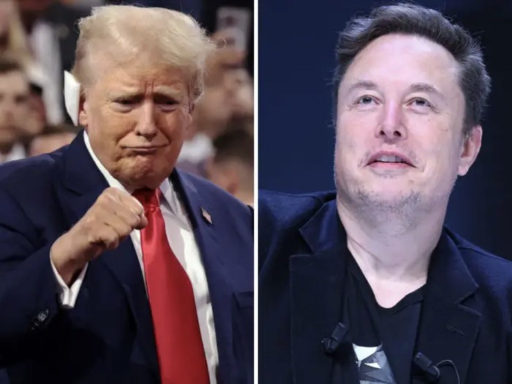 Tỷ phú Elon Musk (phải) gần đây có xu hướng ủng hộ hoàn toàn cựu Tổng thống Donald Trump.