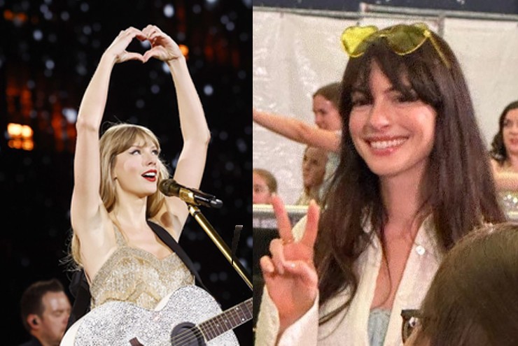 Anne Hathaway "đẹp phát sáng" dù ăn mặc giản dị tới ủng hộ Taylor Swift