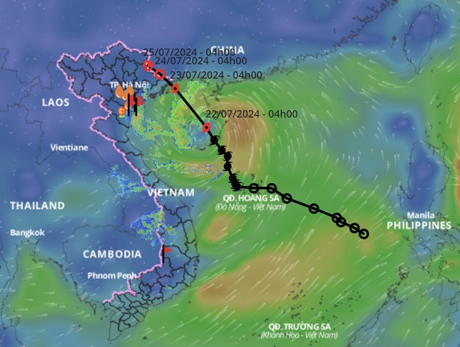 Bão số 2 đi vào vịnh Bắc Bộ trong hôm nay (22/7).