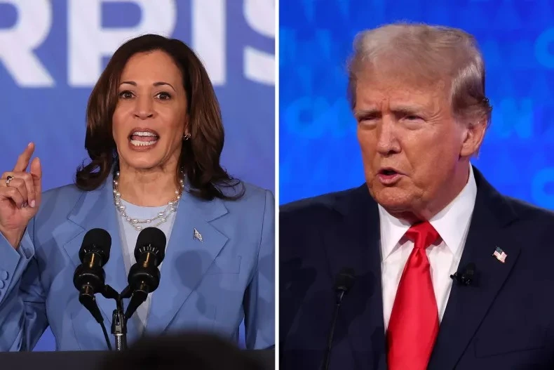 Phó Tổng thống Mỹ Kamala Harris và cựu Tổng thống Mỹ Donald Trump khả năng sẽ đối đầu trong cuộc bầu cử tổng thống Mỹ. Ảnh: GETTY IMAGES