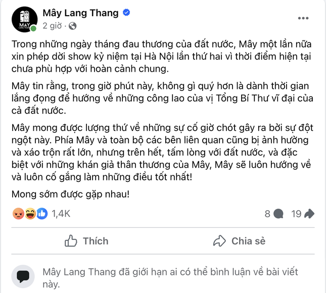 Bài đăng xin lỗi nhận nhiều tương tác phẫn nộ từ cộng đồng mạng.