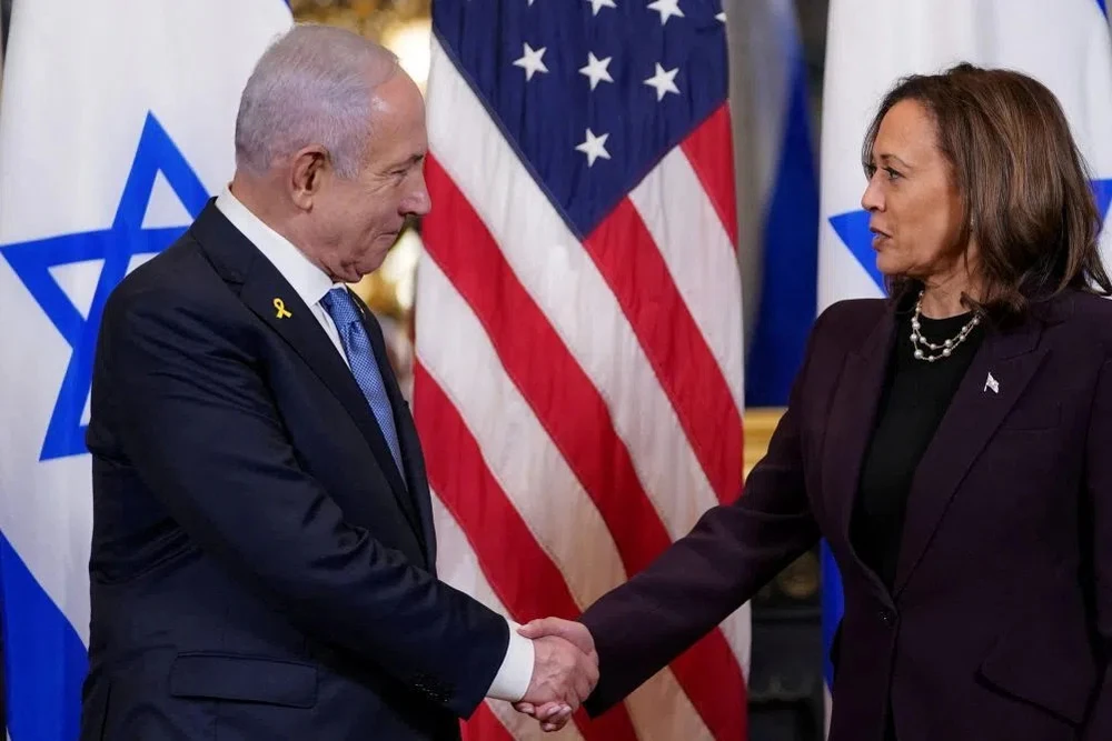 Phó Tổng thống Mỹ Kamala Harris (trái) tiếp Thủ tướng Israel Benjamin Netanyahu tại Nhà Trắng, thủ đô Washington D.C (Mỹ) ngày 25-7. Ảnh: REUTERS