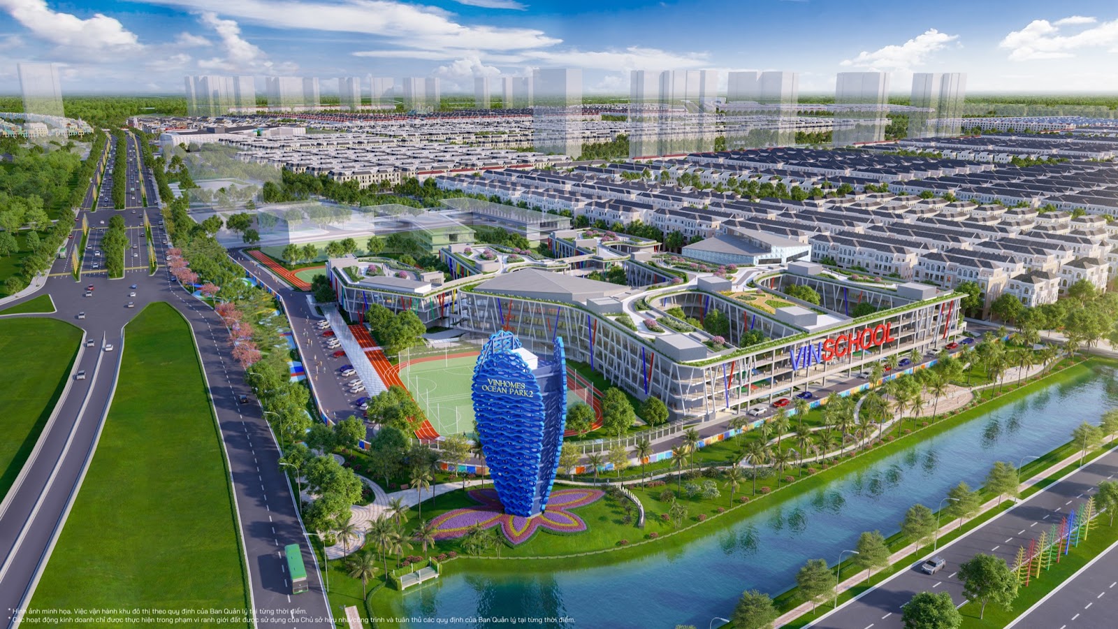 Palm Villas sở hữu vị trí kế cận trường liên cấp Vinschool lớn nhất Việt Nam