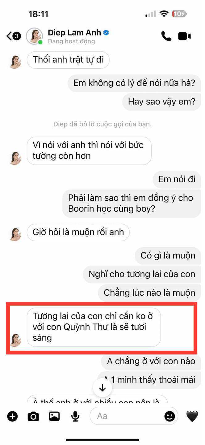 Hai trong số nhiều hình ảnh tin nhắn chụp màn hình được thiếu gia Đức Phạm đăng tải trên trang cá nhân, tố Diệp Lâm Anh cũng thu hồi tin nhắn sau khi đòi hẹn gặp anh, ngăn cản anh làm điều tốt đẹp cho con...