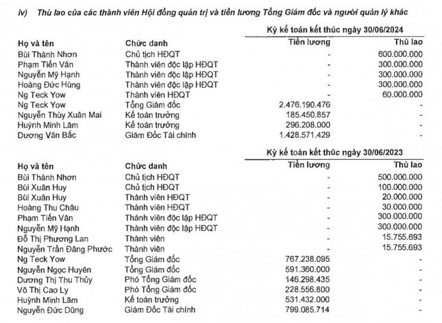 Chi tiết thu nhập của lãnh đạo Tập đoàn Novaland.