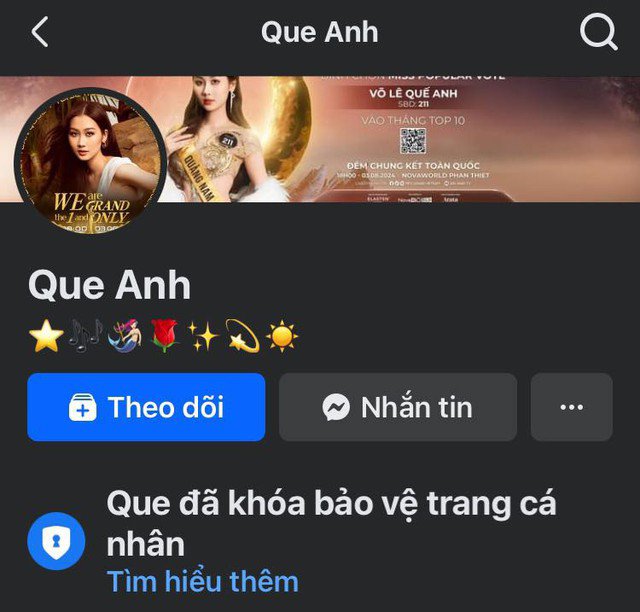 Quế Anh hiện đã khoá trang cá nhân giữa 