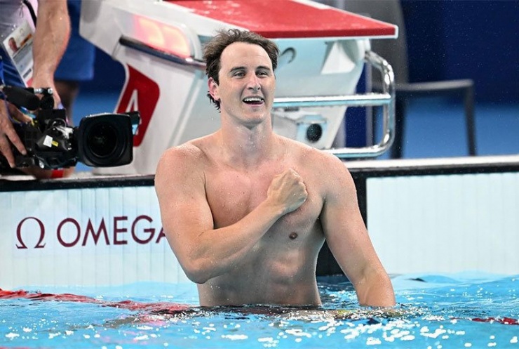 Kình ngư Cameron McEvoy của Australia giành HC vàng 50 m tự do Olympic Paris, tiếp nối thành công tại giải vô địch thế giới năm ngoái.