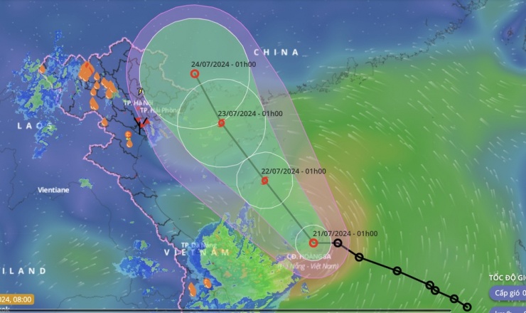 Dự báo vị trí và đường đi của bão số 2. Ảnh: VNDMS