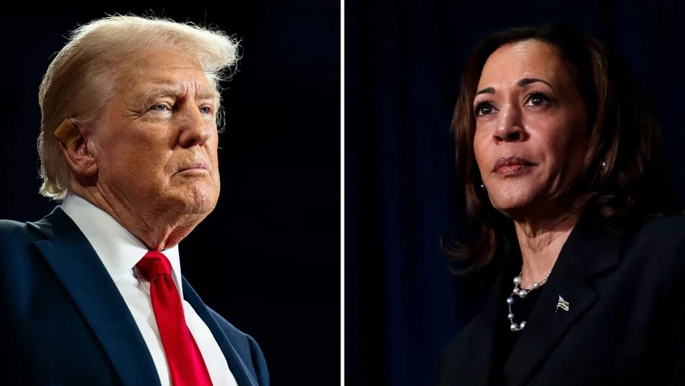 Cựu Tổng thống Mỹ Donald Trump (trái) và Phó Tổng thống Mỹ Kamala Harris. Ảnh: GETTY IMAGES