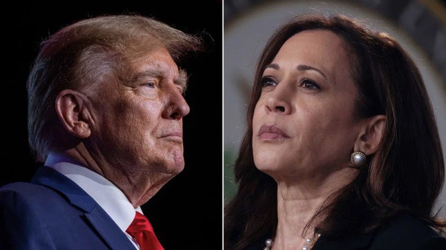 Phó Tổng thống Kamala Harris (bìa phải) và đối thủ Donald Trump. (Ảnh: Reuters)