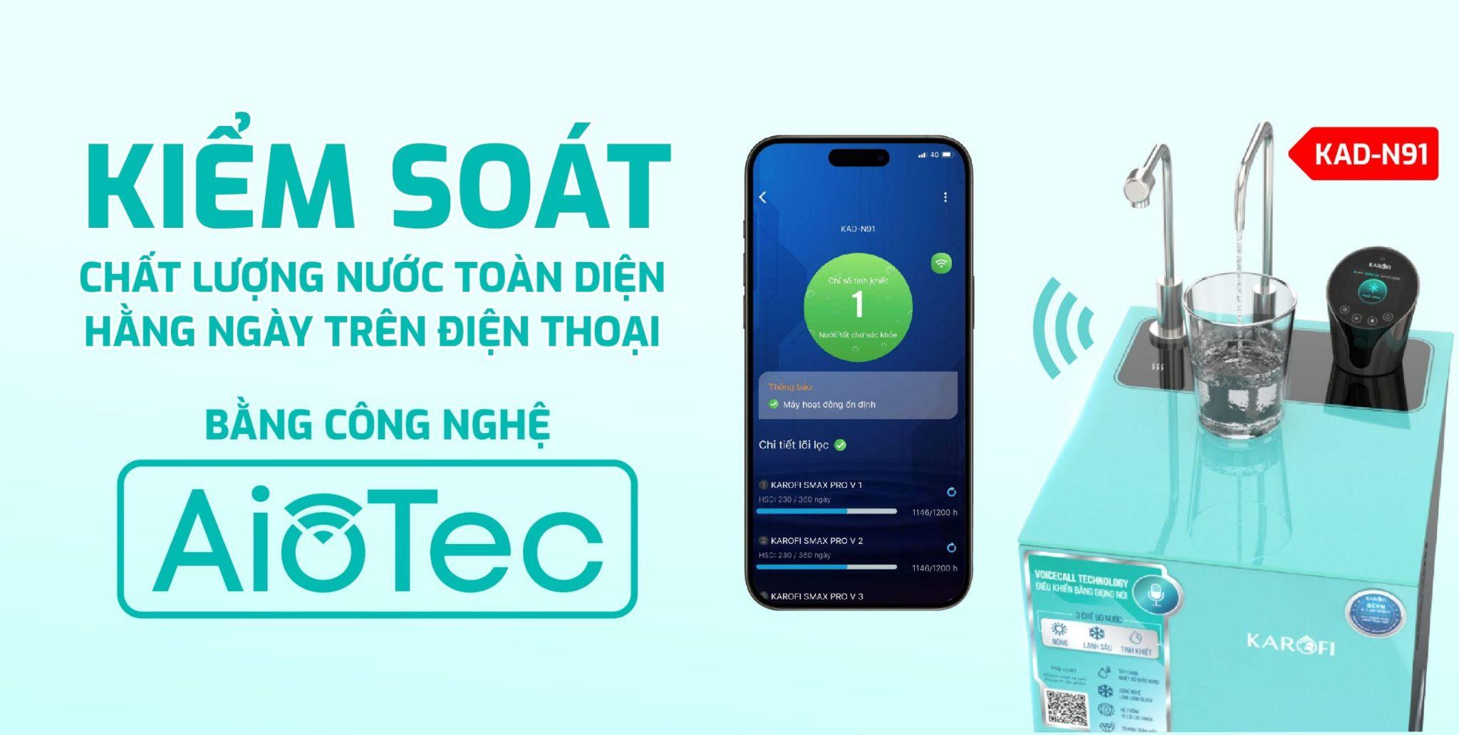 Công nghệ AioTec giúp kiểm soát toàn diện chất lượng nước trên điện thoại