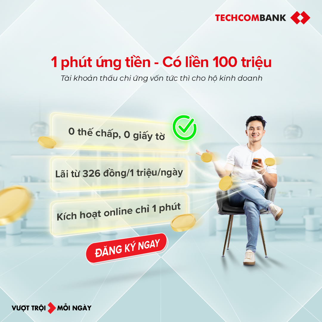 Techcombank cung cấp giải pháp ShopCash - vay thấu chi thế chấp với nhiều ưu đãi, dành riêng cho chủ hộ kinh doanh với nhiều tính năng vượt trội