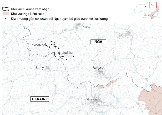 Vị trí tỉnh Kursk. Đồ họa: AFP