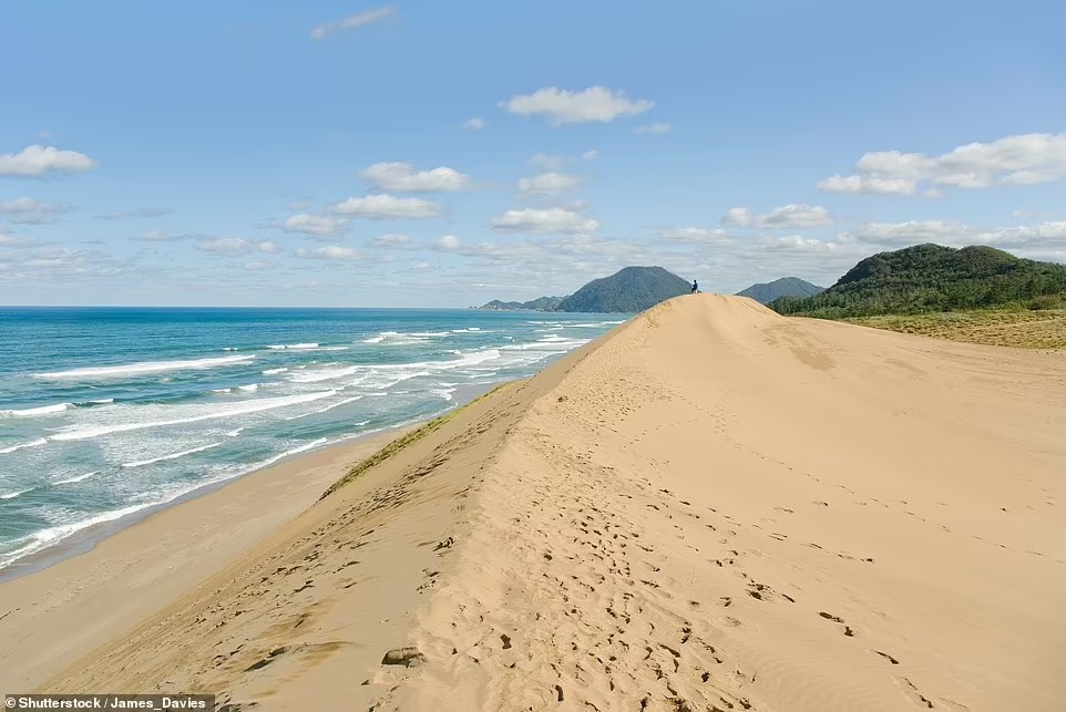 Đồi cát Tottori giống như một sân chơi bằng cát khổng lồ, với lạc đà, dù lượn, trượt cát. Tại đây bạn còn có cơ hội xem một số tác phẩm nghệ thuật bằng cát ấn tượng.