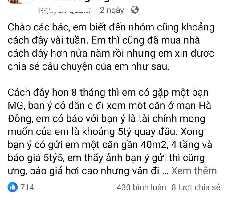 Câu chuyện chị Thu chia sẻ, thu hút hàng trăm bình luận và tương tác