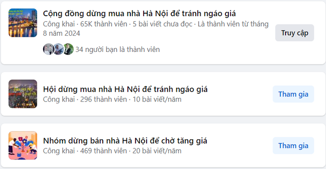 Quá mệt mỏi với đà tăng giá của chung cư và chiêu trò của môi giới không có tâm, trên mạng xã hội thời gian qua đã liên tục xuất hiện các hội nhóm dừng mua nhà Hà Nội, để tránh ngáo giá.