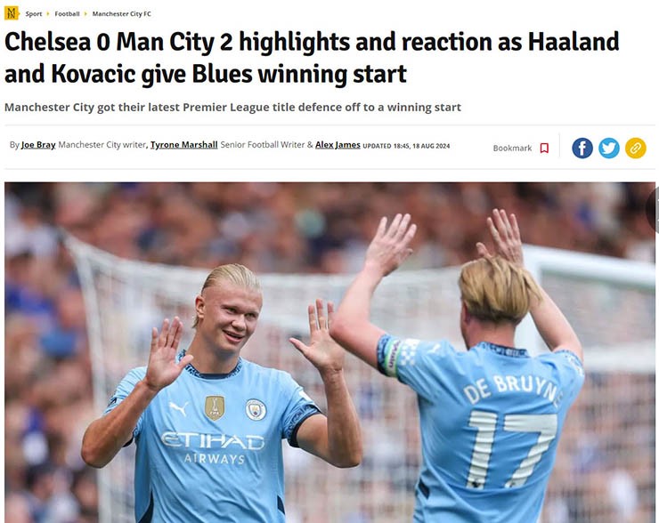 Tờ Manchester Evening News ca ngợi sức mạnh của Man City