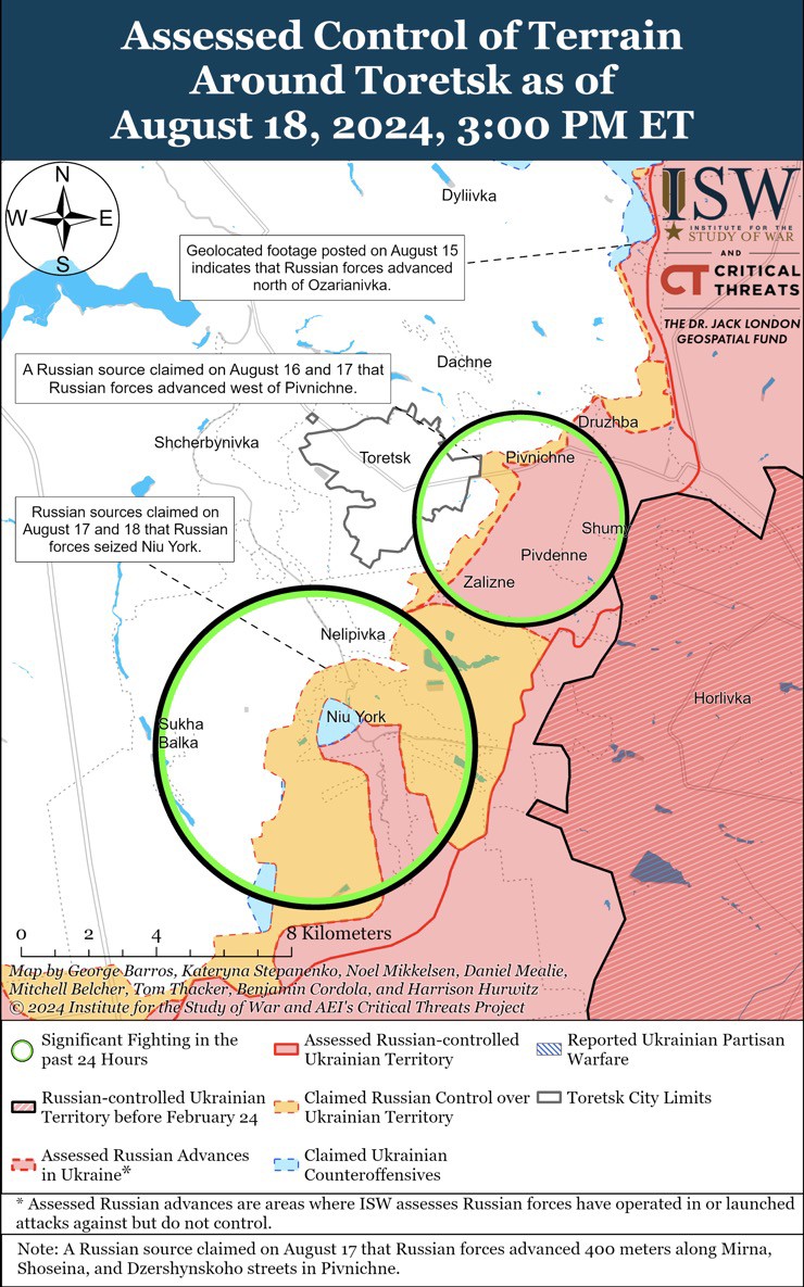 Nga đã kiểm soát hoàn toàn thị trấn New York và các khu vực lân cận ở vùng Donetsk. Ảnh: ISW.