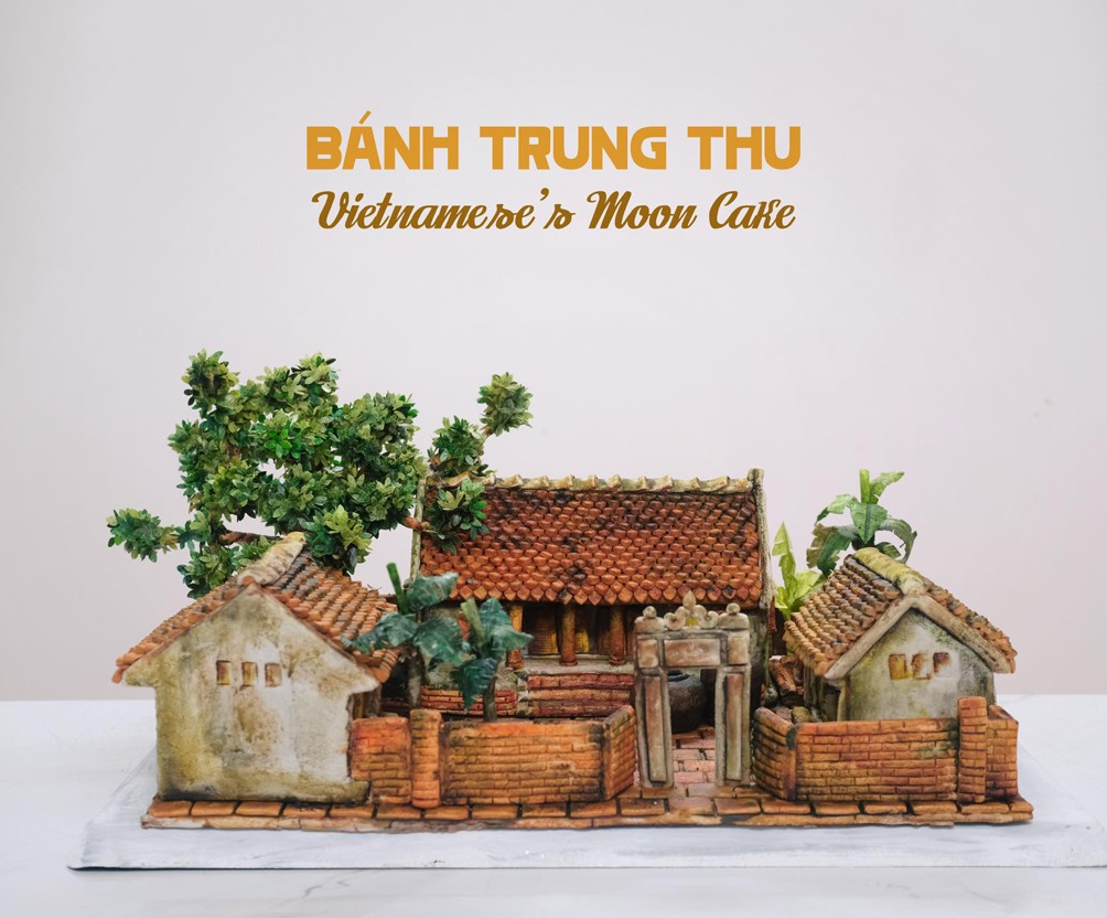 Căn nhà cổ ba gian được làm từ nguyên liệu bánh trung thu