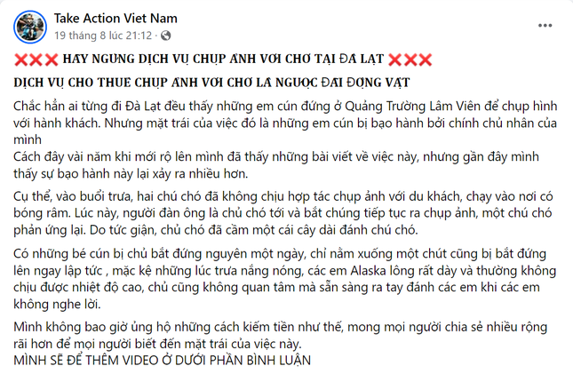  Bài viết trên một fanpage lên tiếng bảo vệ động vật, hiện có hơn 37K lượt chia sẻ. 