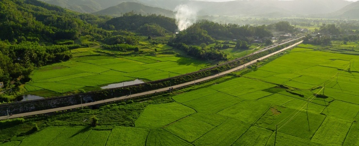 Cánh đồng lúa ở xã Xuân Sơn Nam, huyện Đồng Xuân, tỉnh Phú Yên qua ống kín chàng trai sinh năm 2003 đẹp tựa ảnh tạp chí lớn.