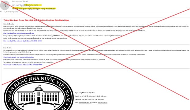 Email mạo danh Ngân hàng Nhà nước