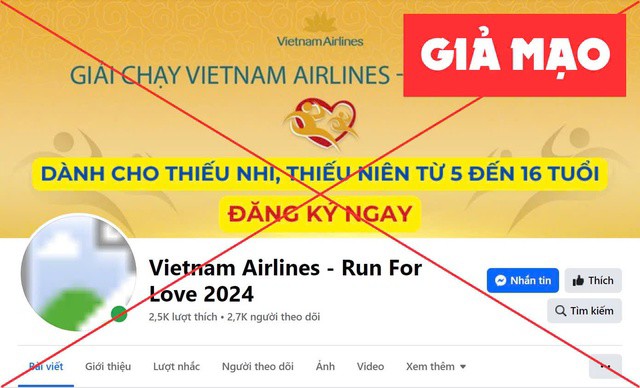 Trang mạo danh Vietnam Airlines quảng cáo giải chạy để trục lợi