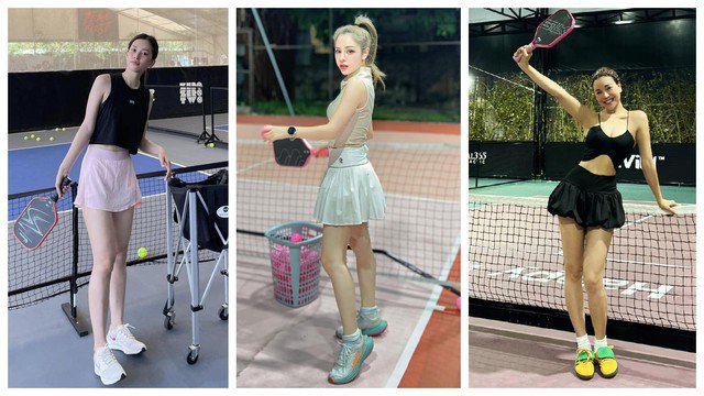 Thời trang pickleball của hoa hậu Trần Tiểu Vy, MC Bạch Lan Phương - bà xã diễn viên Huỳnh Anh, người đẹp Trà Ngọc Hằng.