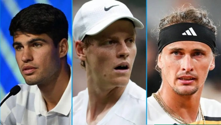 Alcaraz (bên trái) thua sớm ở US Open, giúp nhiều tay vợt có được lợi thế