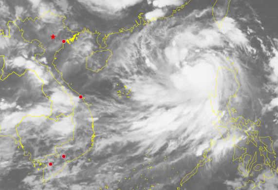 Bão Yagi nhìn từ vệ tinh lúc 21h ngày 3/9. Ảnh: Trung tâm Mạng lưới Khí tượng Thuỷ văn quốc gia