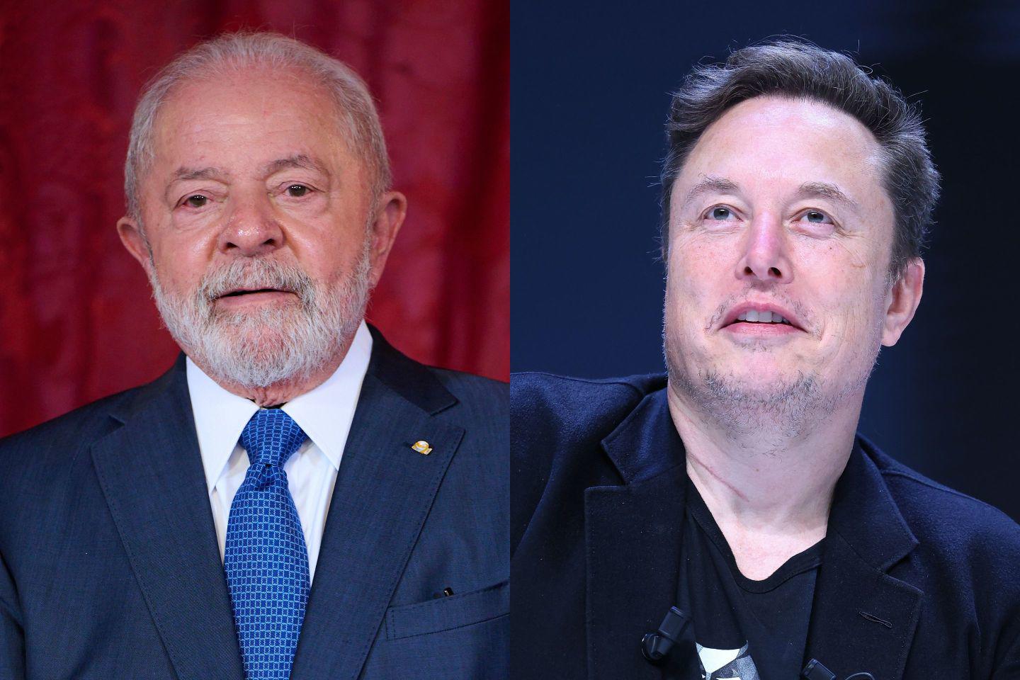 Tổng thống Brazil Luiz Inácio Lula da Silva (trái) và tỷ phú Elon Musk. Ảnh: Carlos Alvarez (trái), Marc Piasecki (phải)/Getty Images.