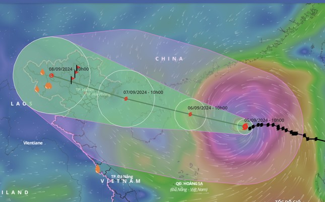 Dự báo mới nhất về đường đi và vùng ảnh hưởng của bão YAGI.