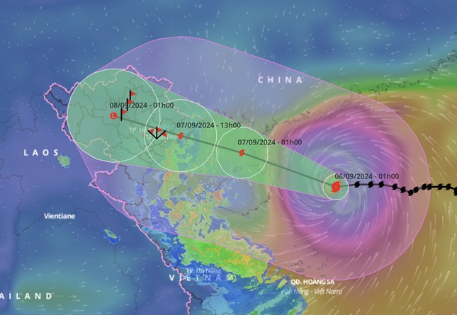 Dự báo về đường đi và vùng ảnh hưởng của siêu bão YAGI.