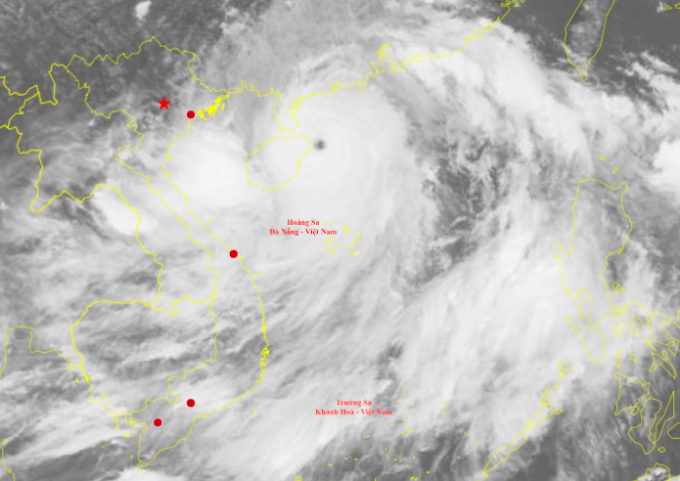 Hoàn lưu bão Yagi. Ảnh chụp vệ tinh lúc 13h20 ngày 6/9: Trung tâm Mạng lưới Khí tượng Thủy văn quốc gia