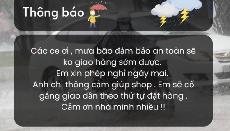 Một cửa hàng bán trái cây tại Đống Đa thông báo không giao hàng trong ngày bão Yagi đổ bộ. Ảnh chụp màn hình