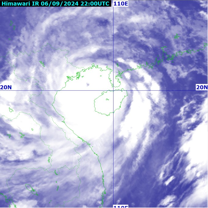 Ảnh vệ tinh bão lúc 5h ngày 7/9. Ảnh: NCHMF