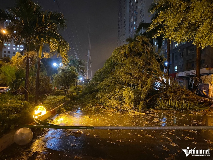 Nhiều trụ đèn chiếu sáng bị gãy đổ mà vẫn trong tình trạng sáng đèn gây mất an toàn cho người qua lại.