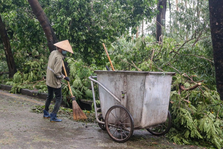 Nhân viên liên tục quét dọn.