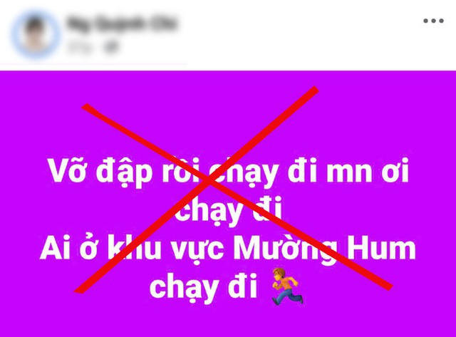 Đây là thông tin sai sự thật của một cá nhân đưa lên mạng xã hội. Ảnh chụp màn hình