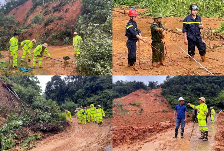 Sáng nay, các lực lượng chức năng tại Cao Bằng đã tiếp cận được hiện trường vụ sạt lở tại xã Ca Thành, huyện Nguyên Bình. Ảnh: L.Nam