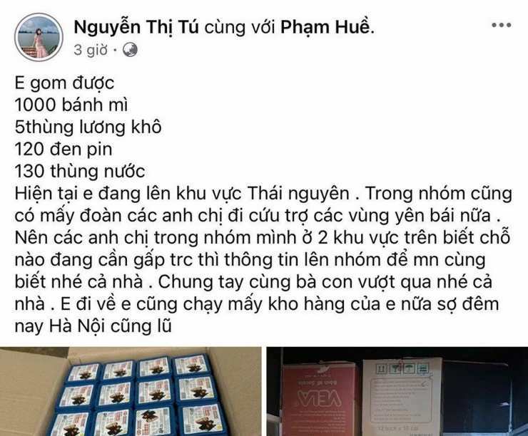 Chị Tú thông báo việc lên Thái Nguyên cứu trợ để mọi người cùng chung sức. Ảnh: Nhân vật cung cấp